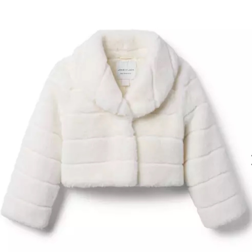 Janie and Jack Infant Toddler Winter White Faux Fur Jacket American Girl 2T XMas